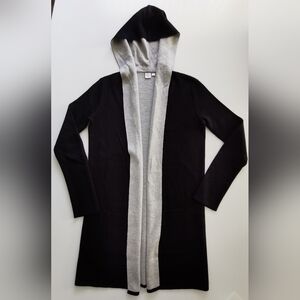 Simons Twik Black With Light Grey Interior Hooded Long Sweater With Pockets